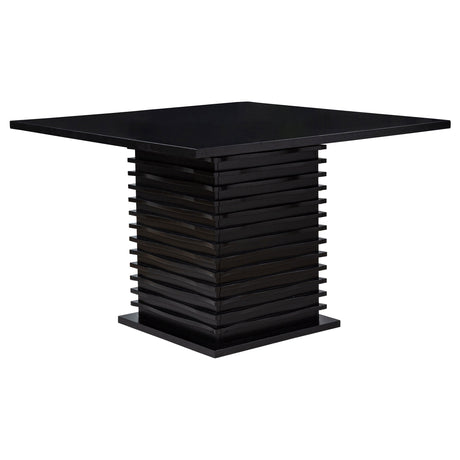 Stanton Square Counter Height Dining Table & Sets - Wave Pedestal Base in Black with Grey Velvet Chairs – view 14
