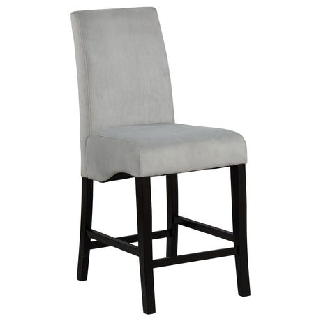 Stanton Square Counter Height Dining Table & Sets - Wave Pedestal Base in Black with Grey Velvet Chairs – view 17