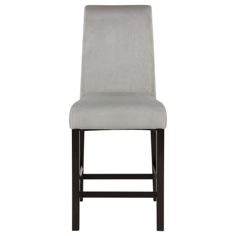 Stanton Square Counter Height Dining Table & Sets - Wave Pedestal Base in Black with Grey Velvet Chairs – view 18