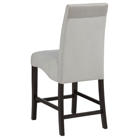 Stanton Square Counter Height Dining Table & Sets - Wave Pedestal Base in Black with Grey Velvet Chairs – view 19