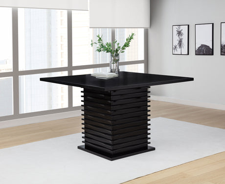 Stanton Square Counter Height Dining Table & Sets - Wave Pedestal Base in Black with Grey Velvet Chairs – view 1