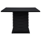 Stanton Square Counter Height Dining Table & Sets - Wave Pedestal Base in Black with Grey Velvet Chairs – view 8