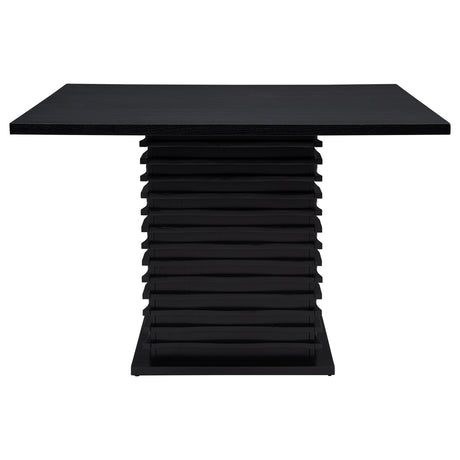 Stanton Square Counter Height Dining Table & Sets - Wave Pedestal Base in Black with Grey Velvet Chairs – view 8