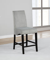 Stanton Square Counter Height Dining Table & Sets - Wave Pedestal Base in Black with Grey Velvet Chairs - lifestyle