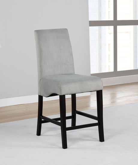 Stanton Square Counter Height Dining Table & Sets - Wave Pedestal Base in Black with Grey Velvet Chairs - lifestyle