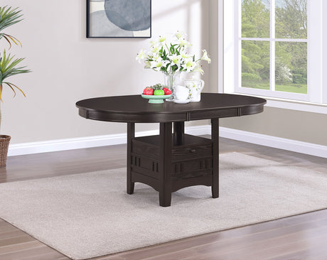 Lavon Oval Extension Dining Table & 5-Piece Set - Transitional Espresso with Storage Pedestal – view 1