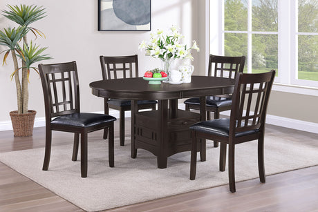 Lavon Oval Extension Dining Table & 5-Piece Set - Transitional Espresso with Storage Pedestal – view 10