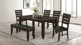 Dalila 66" Plank-Top Dining Table & Sets - 6pcs- Table + 4 Side Chairs + Bench