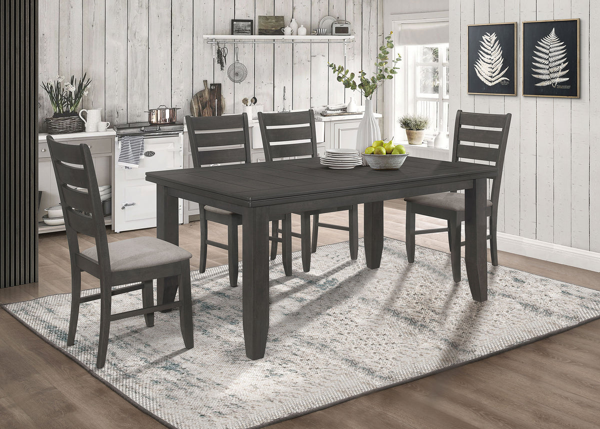 Dalila Plank-Top Dining Table & Sets - 5pcs- Table + 4 Side Chairs