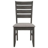 Dalila Plank-Top Dining Table & Sets - 66" Table, Ladder-Back Chairs & Tufted Bench in Dark Grey