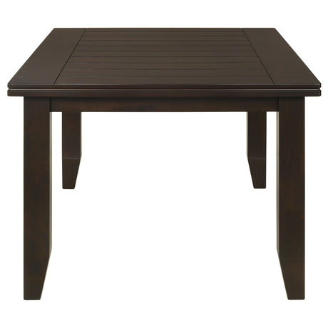 Dalila 66" Plank-Top Dining Table & Sets - Cappuccino Wood with Ladder-Back Chairs & Tufted Bench – view 10