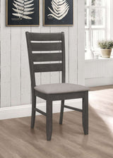 Dalila Plank-Top Dining Table & Sets - 66" Table, Ladder-Back Chairs & Tufted Bench in Dark Grey - lifestyle