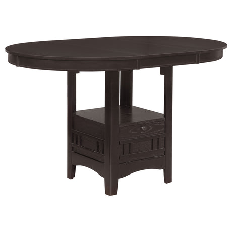 Lavon Oval Counter Height Extension Table & 5-Piece Set - Espresso with Storage Pedestal & Grid-Back Stools – view 13
