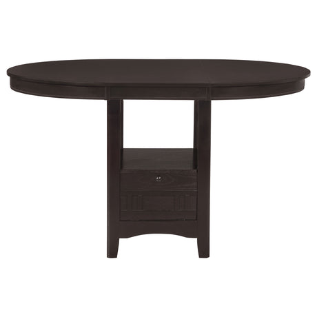 Lavon Oval Counter Height Extension Table & 5-Piece Set - Espresso with Storage Pedestal & Grid-Back Stools – view 14