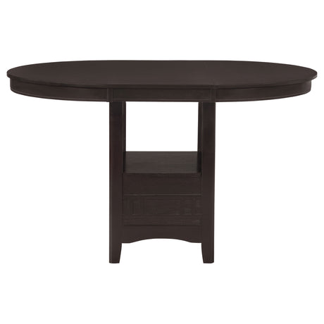 Lavon Oval Counter Height Extension Table & 5-Piece Set - Espresso with Storage Pedestal & Grid-Back Stools – view 15