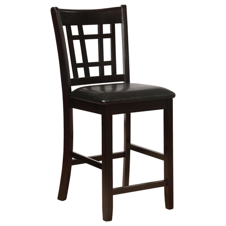 Lavon Oval Counter Height Extension Table & 5-Piece Set - Espresso with Storage Pedestal & Grid-Back Stools – view 17