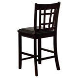 Lavon Oval Counter Height Extension Table & 5-Piece Set - Espresso with Storage Pedestal & Grid-Back Stools – view 19