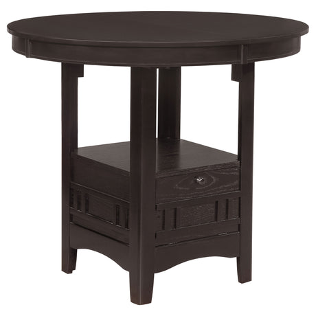 Lavon Oval Counter Height Extension Table & 5-Piece Set - Espresso with Storage Pedestal & Grid-Back Stools – view 5