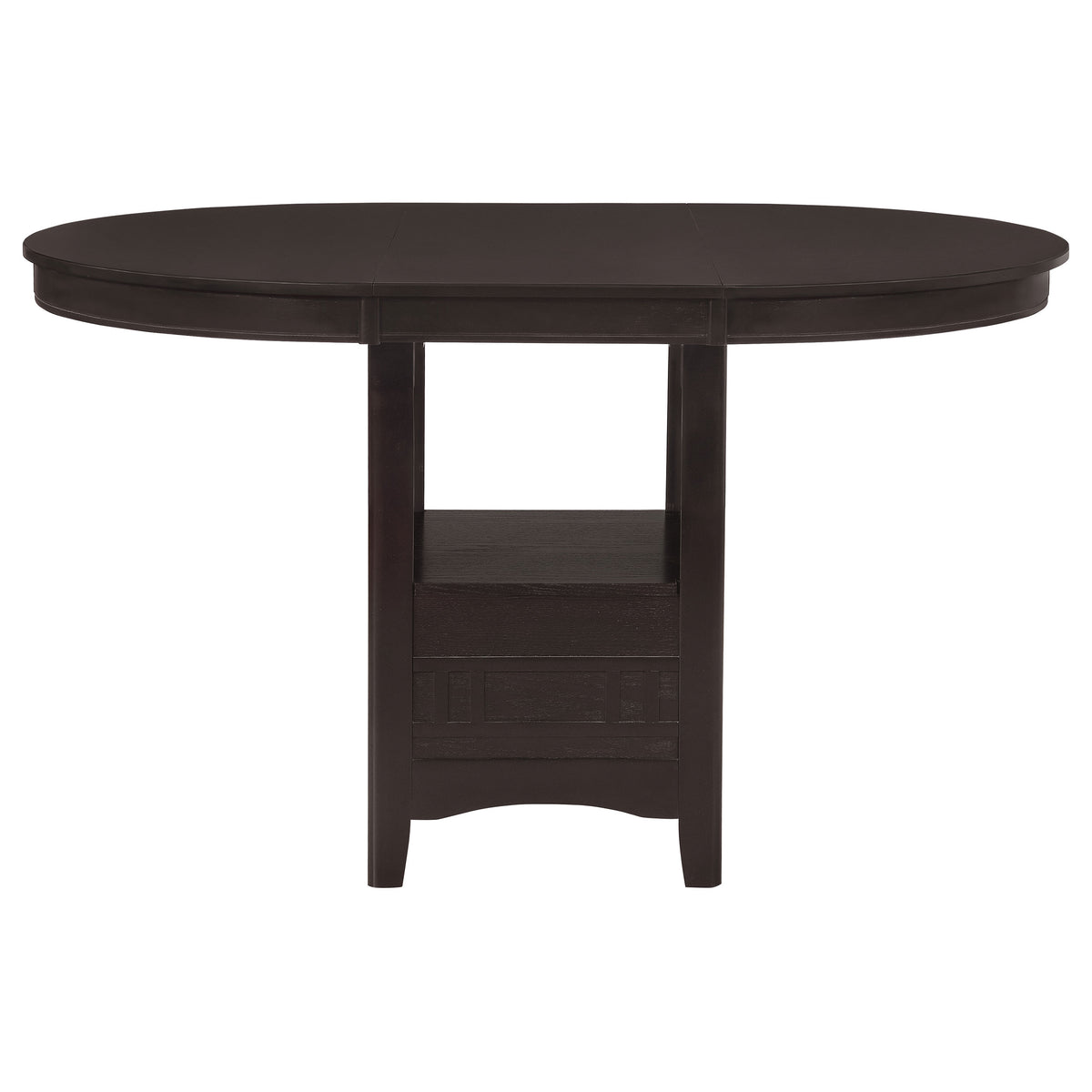 Lavon Oval Counter Height Extension Table & 5-Piece Set - Espresso with Storage Pedestal & Grid-Back Stools – view 7