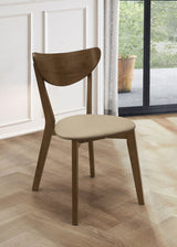 Kersey 47" Dining Table & 5-Piece Set - Mid-Century Chestnut with Tan Leatherette Side Chairs - lifestyle