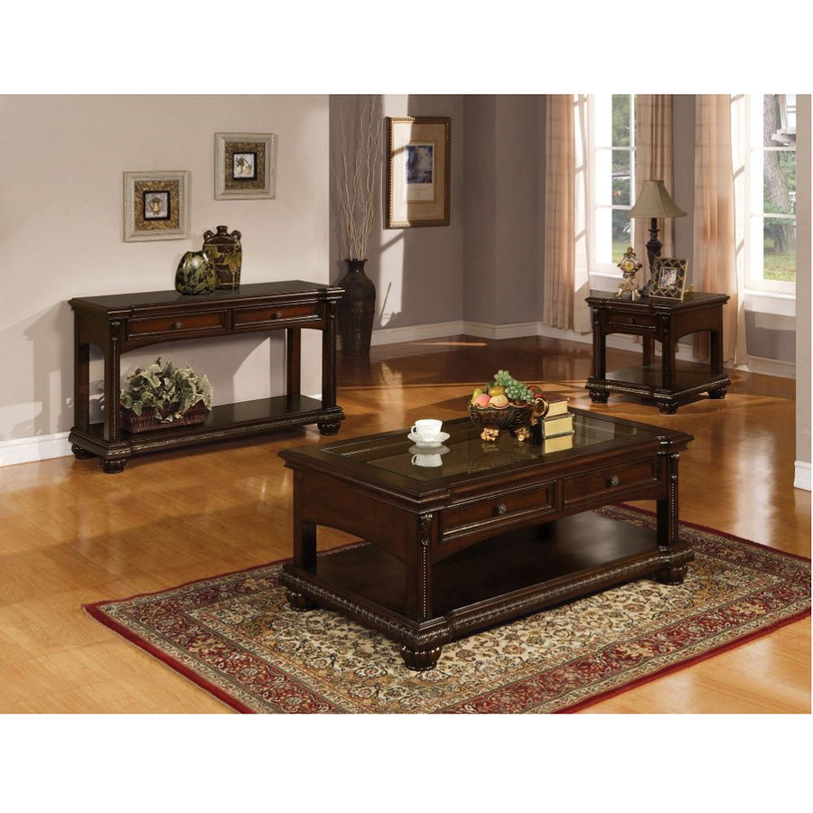 Anondale Occasional Tables & TV Stand - Carved Motifs & Pumpkin Bun Legs in Cherry