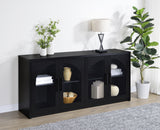 Riva 68" Sideboard Buffet - 4 Arched Glass Doors with Adjustable Storage in Black – view 1