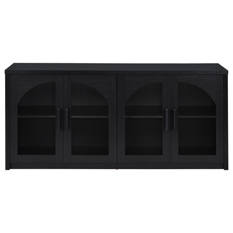 Riva 68" Sideboard Buffet - 4 Arched Glass Doors with Adjustable Storage in Black – view 4