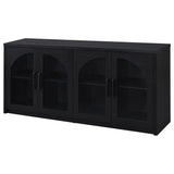 Riva 68" Sideboard Buffet - 4 Arched Glass Doors with Adjustable Storage in Black – view 5