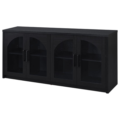 Riva 68" Sideboard Buffet - 4 Arched Glass Doors with Adjustable Storage in Black – view 5