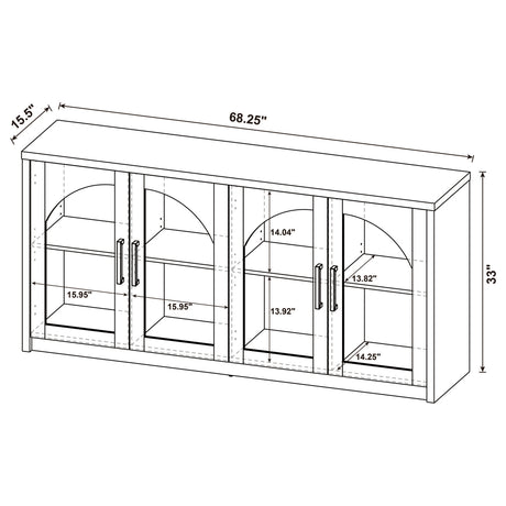 Riva 68" Sideboard Buffet - 4 Arched Glass Doors with Adjustable Storage in Black – view 11