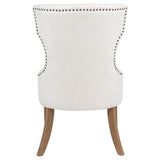 Baney Button-Tufted Wingback Dining Chair - Beige Fabric with Nailhead Trim & Rustic Grey Legs – view 7
