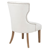 Baney Button-Tufted Wingback Dining Chair - Beige Fabric with Nailhead Trim & Rustic Grey Legs – view 8