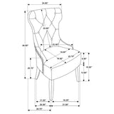Baney Button-Tufted Wingback Dining Chair - Beige Fabric with Nailhead Trim & Rustic Grey Legs – view 13