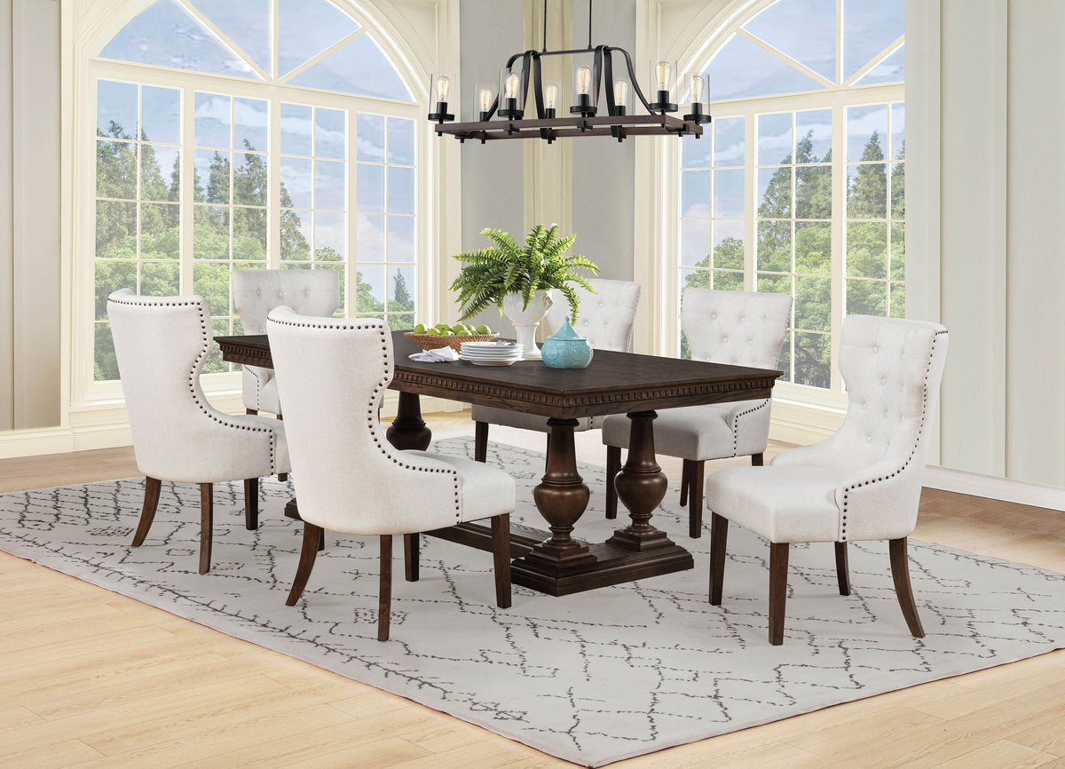 Baney Ridgewell Dining Collection - 7pcs- Trestle Table + 6 Side Chairs