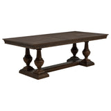 Baney Ridgewell Dining Collection - Trestle Extension or Round Pedestal Table, Tufted Wingback Chairs in Dark Oak – view 12