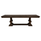 Baney Ridgewell Dining Collection - Trestle Extension or Round Pedestal Table, Tufted Wingback Chairs in Dark Oak – view 13