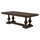 Baney Ridgewell Dining Collection - Trestle Extension or Round Pedestal Table, Tufted Wingback Chairs in Dark Oak – view 15
