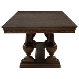 Baney Ridgewell Dining Collection - Trestle Extension or Round Pedestal Table, Tufted Wingback Chairs in Dark Oak – view 17
