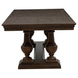 Baney Ridgewell Dining Collection - Trestle Extension or Round Pedestal Table, Tufted Wingback Chairs in Dark Oak – view 18