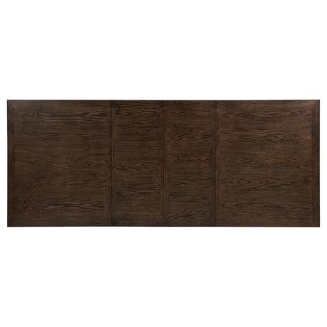 Baney Ridgewell Dining Collection - Trestle Extension or Round Pedestal Table, Tufted Wingback Chairs in Dark Oak – view 19