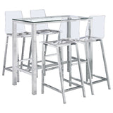 Tolbert 47" Glass Top Pub Bar Table & 5-Piece Bar Set - Chrome with Clear Acrylic Stools – view 8