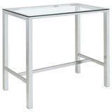 Tolbert 47" Glass Top Pub Bar Table & 5-Piece Bar Set - Chrome with Clear Acrylic Stools – view 9