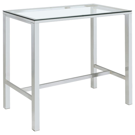 Tolbert 47" Glass Top Pub Bar Table & 5-Piece Bar Set - Chrome with Clear Acrylic Stools – view 9
