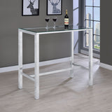 Tolbert 47" Glass Top Pub Bar Table & 5-Piece Bar Set - Chrome with Clear Acrylic Stools – view 1
