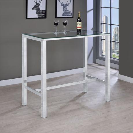Tolbert 47" Glass Top Pub Bar Table & 5-Piece Bar Set - Chrome with Clear Acrylic Stools – view 1