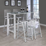 Tolbert 47" Glass Top Pub Bar Table & 5-Piece Bar Set - Chrome with Clear Acrylic Stools – view 7