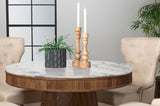 Ortega Dining Collection - 46" Round Marble Top Pedestal Table, Coffee Leatherette Chairs & Marble Top Sideboard – view 6