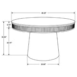 Ortega Dining Collection - 46" Round Marble Top Pedestal Table, Coffee Leatherette Chairs & Marble Top Sideboard – view 8