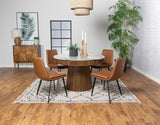 Ortega Dining Collection - 46" Round Marble Top Pedestal Table, Coffee Leatherette Chairs & Marble Top Sideboard – view 10
