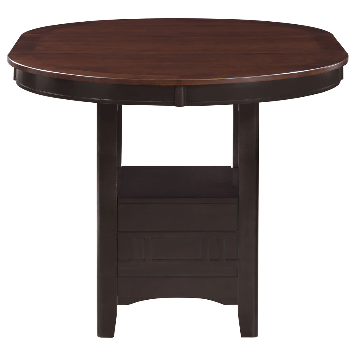 Lavon Counter Height Extension Dining Table & Set - Round-to-Oval Pedestal with Storage in Light Chestnut & Espresso – view 14